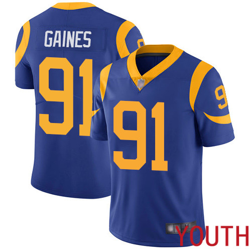 Los Angeles Rams Limited Royal Blue Youth Greg Gaines Alternate Jersey NFL Football #91 Vapor Untouchable
